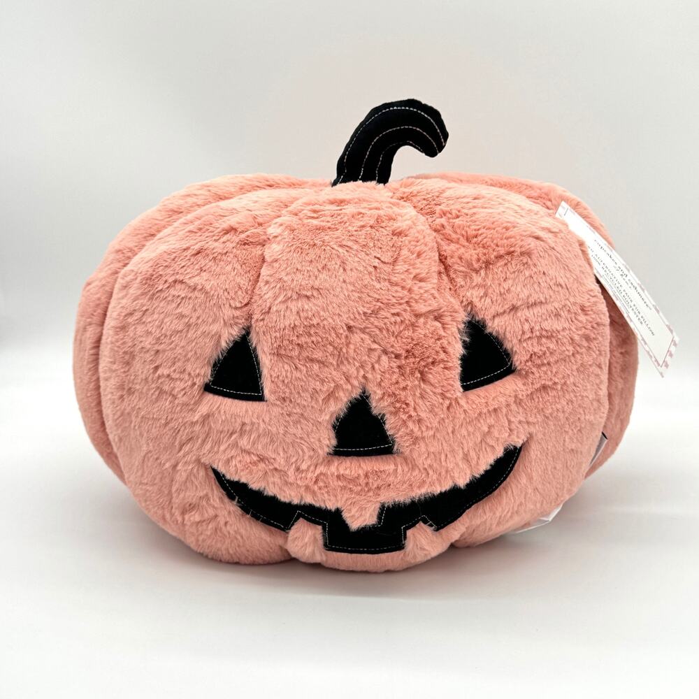 Cupcakes & Cashmere Rosette Pink 3D Koda Jack O Lantern Pumpkin Pillow Halloween